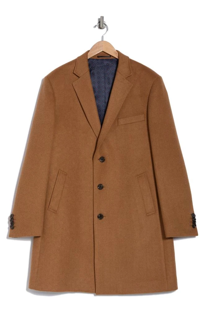 English Laundry Wool Blend 3-Button 3/4 Length Top Coat