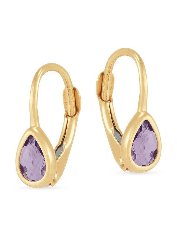 Saks Fifth Avenue 14K Yellow Gold 
Amethyst Drop Earrings 1