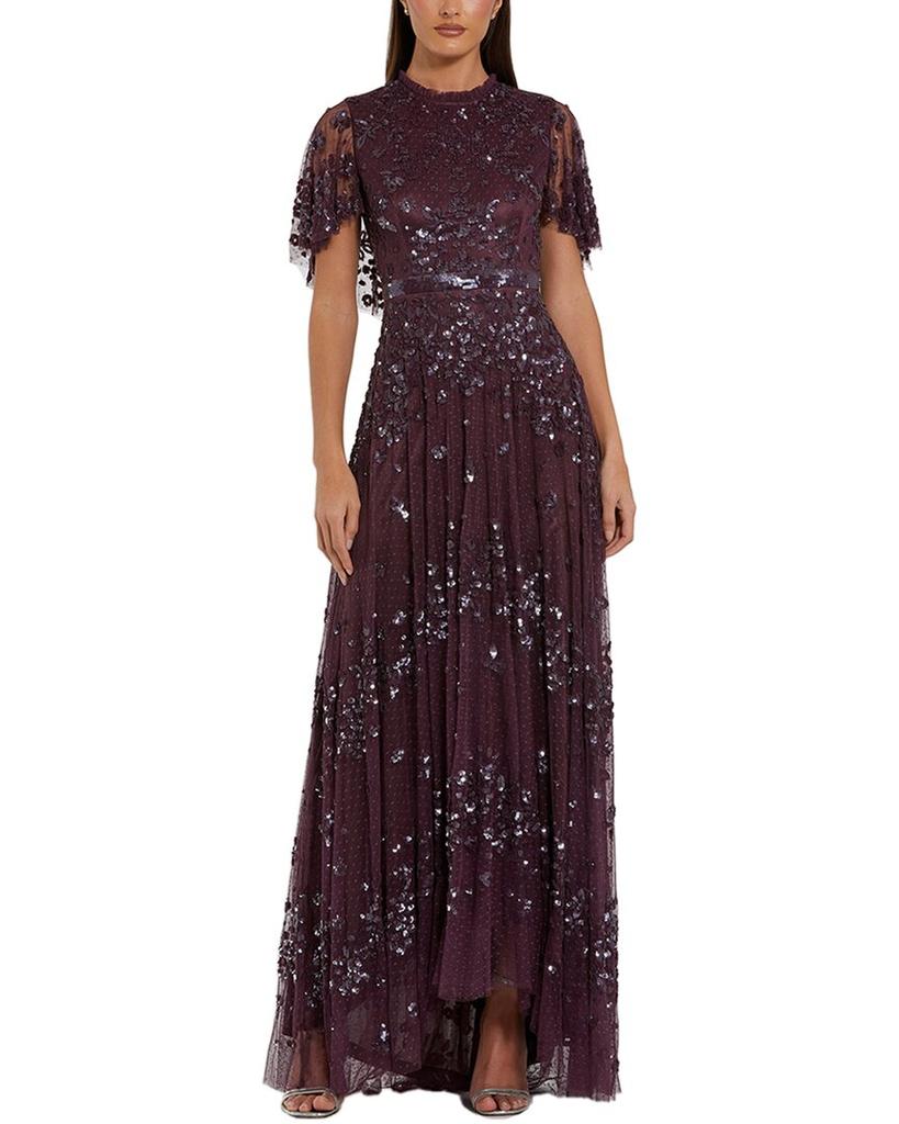 Sequined High Neck Flutter Sleeve A Line Gown – On Sale Now Sequined High Neck Flutter Sleeve A Line Gown – On Sale Now