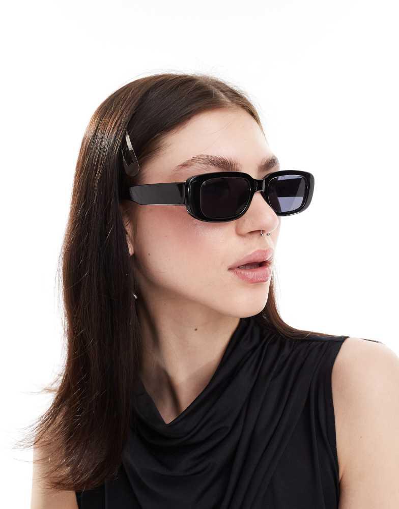 Monki Monki small rectangle sunglasses in black