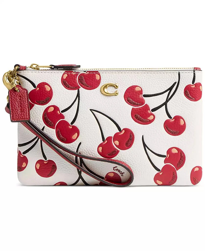 COACH Small Cherry Print Leather Wristlet 1