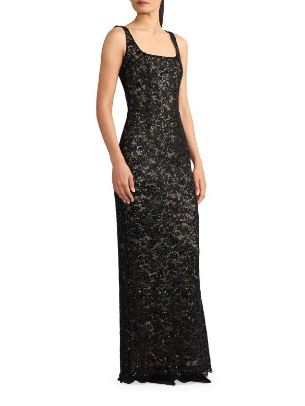 Zac Posen Lace & Sequin Fitted Gown 3