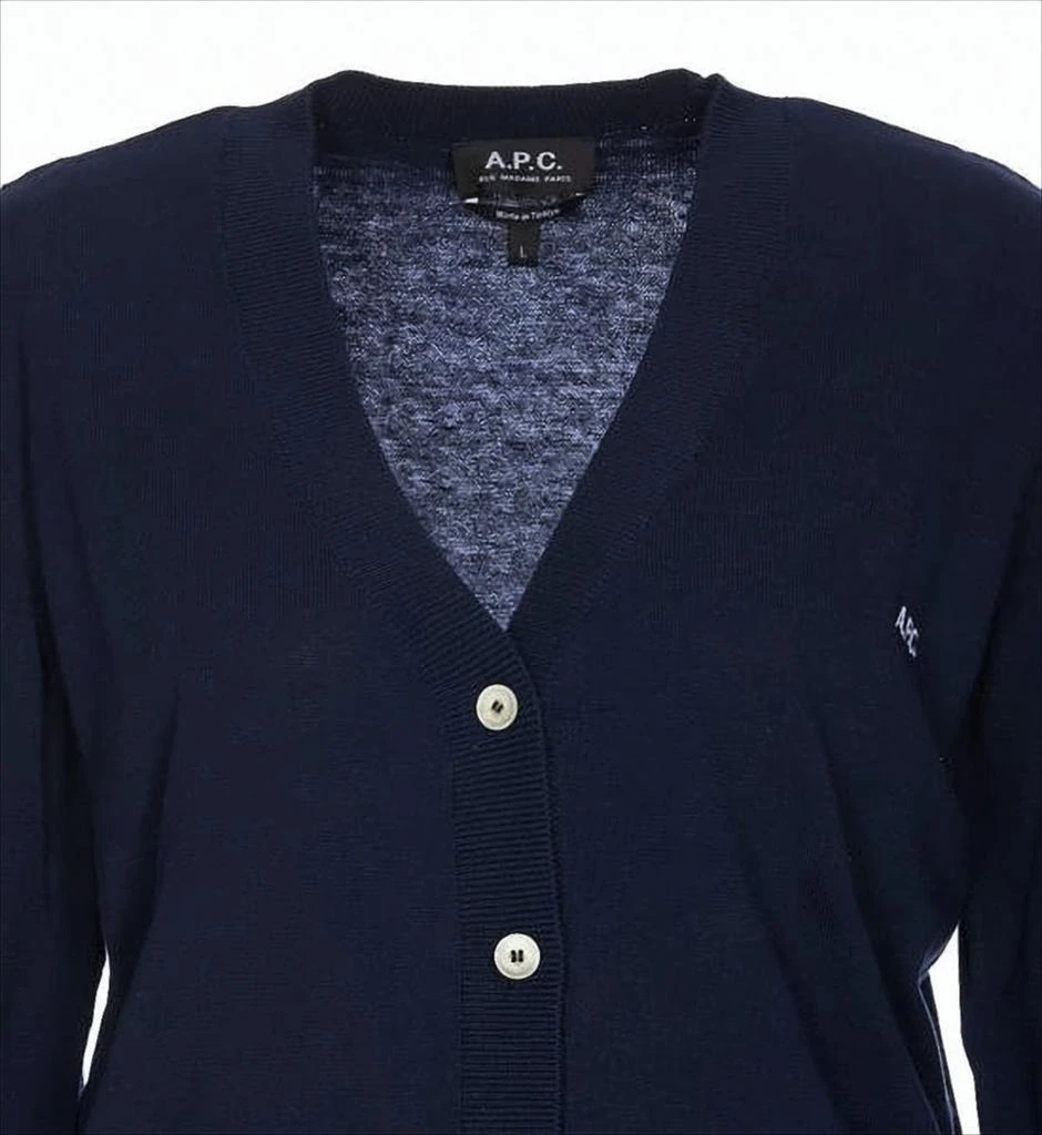 A.P.C. V-Neck Blue Cotton Cardigan 4