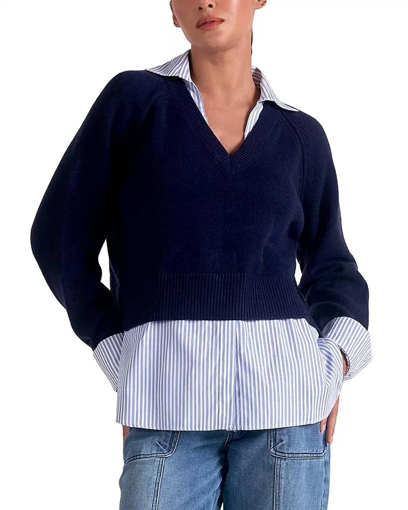 Elan Elan - Stevie Layered Sweater/Striped Shirt Combo 1