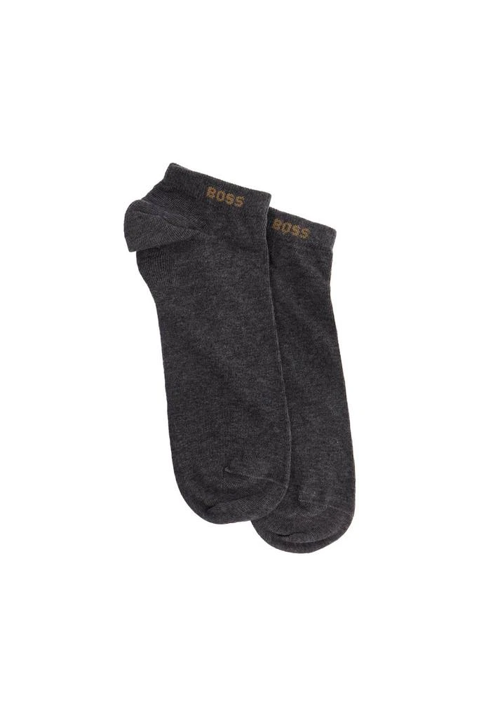 Hugo Boss low-cut gray and white socks with gold logo and brown band 2
