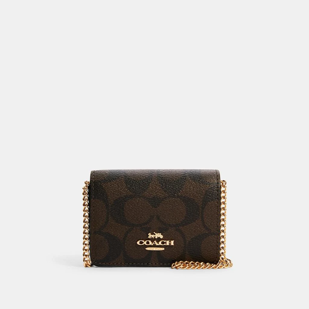 Coach Outlet Mini Wallet On A Chain In Signature Canvas 1