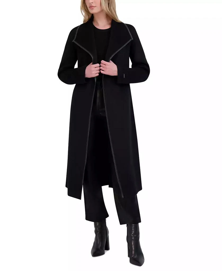 Tahari Womens Wool Blend Belted Wrap Coat 4