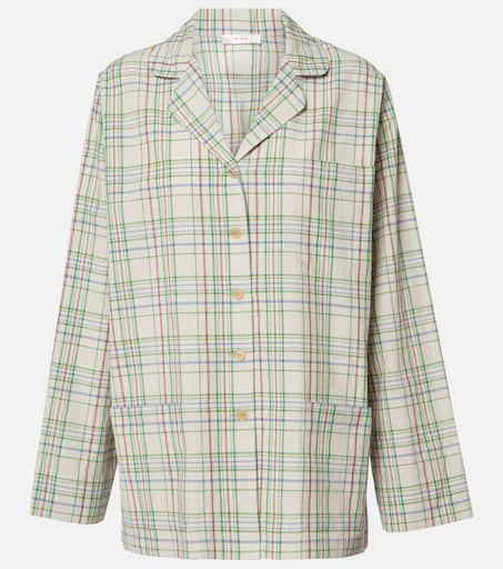 The Row Morpheus plaid cotton voile shirt 1