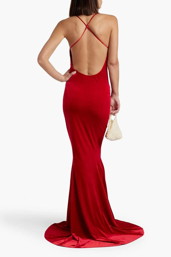 Norma Kamali Cutout stretch-velvet gown 3