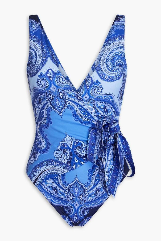 Zimmermann Wrap-effect paisley-print swimsuit
