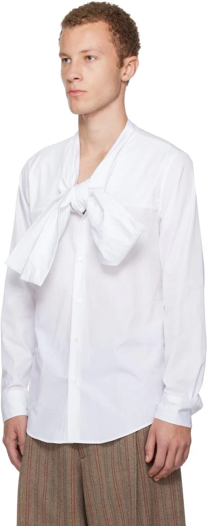 Dries Van Noten White Bow Neck Cotton Shirt 4