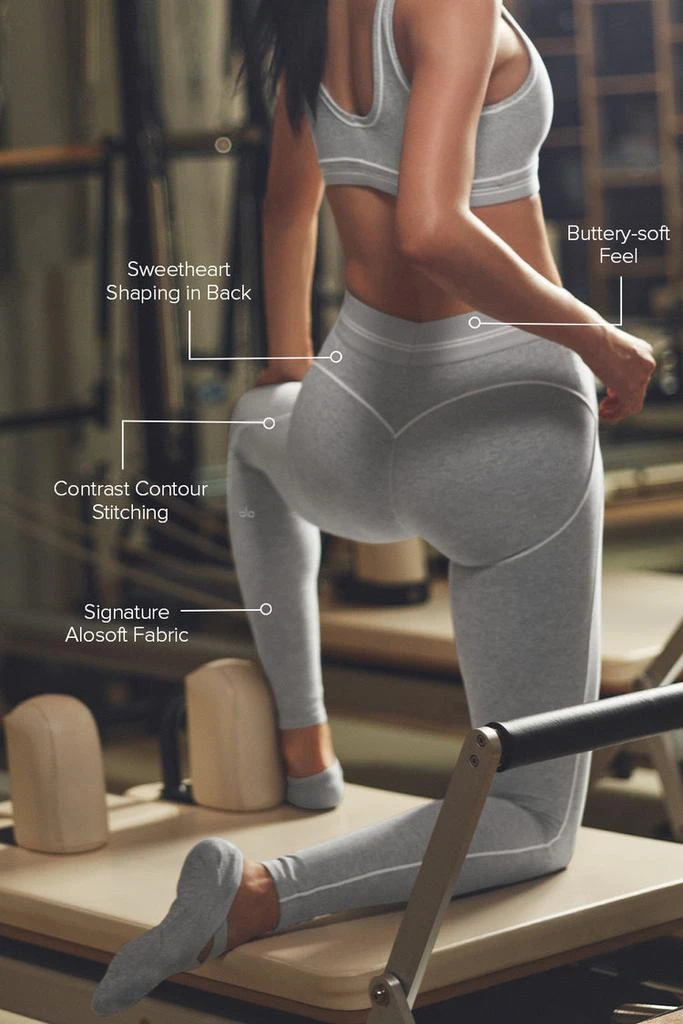 Alo Alosoft High-Waist Heart Throb Legging - Athletic Heather Grey/White 2