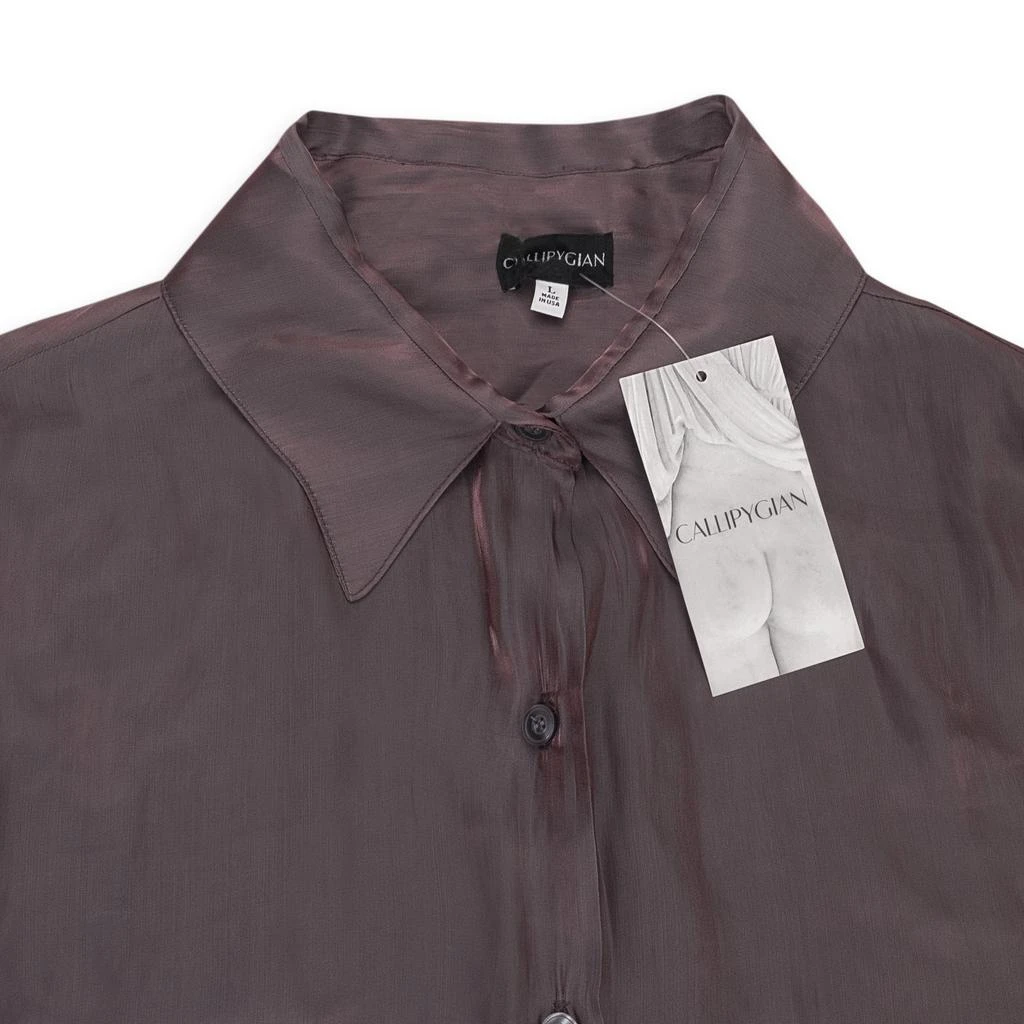 Callipygian CALLIPYGIAN IRIDESCENT MAROON BUTTON-UP 3