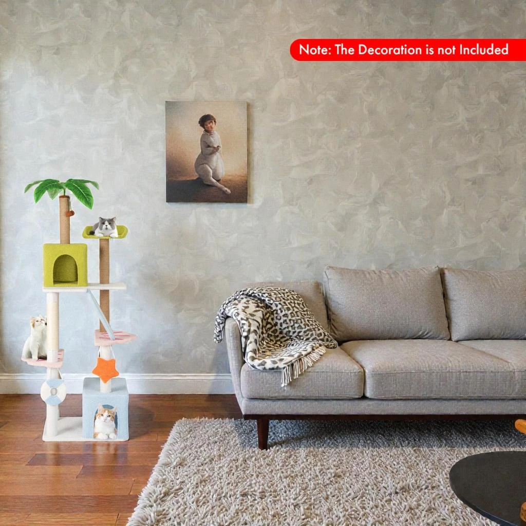 Hivvago Tall 71" Coastal-Themed Feline Tree with Tiered Platforms 2