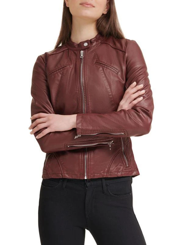 GUESS Band Collar Faux Leather Jacket 4