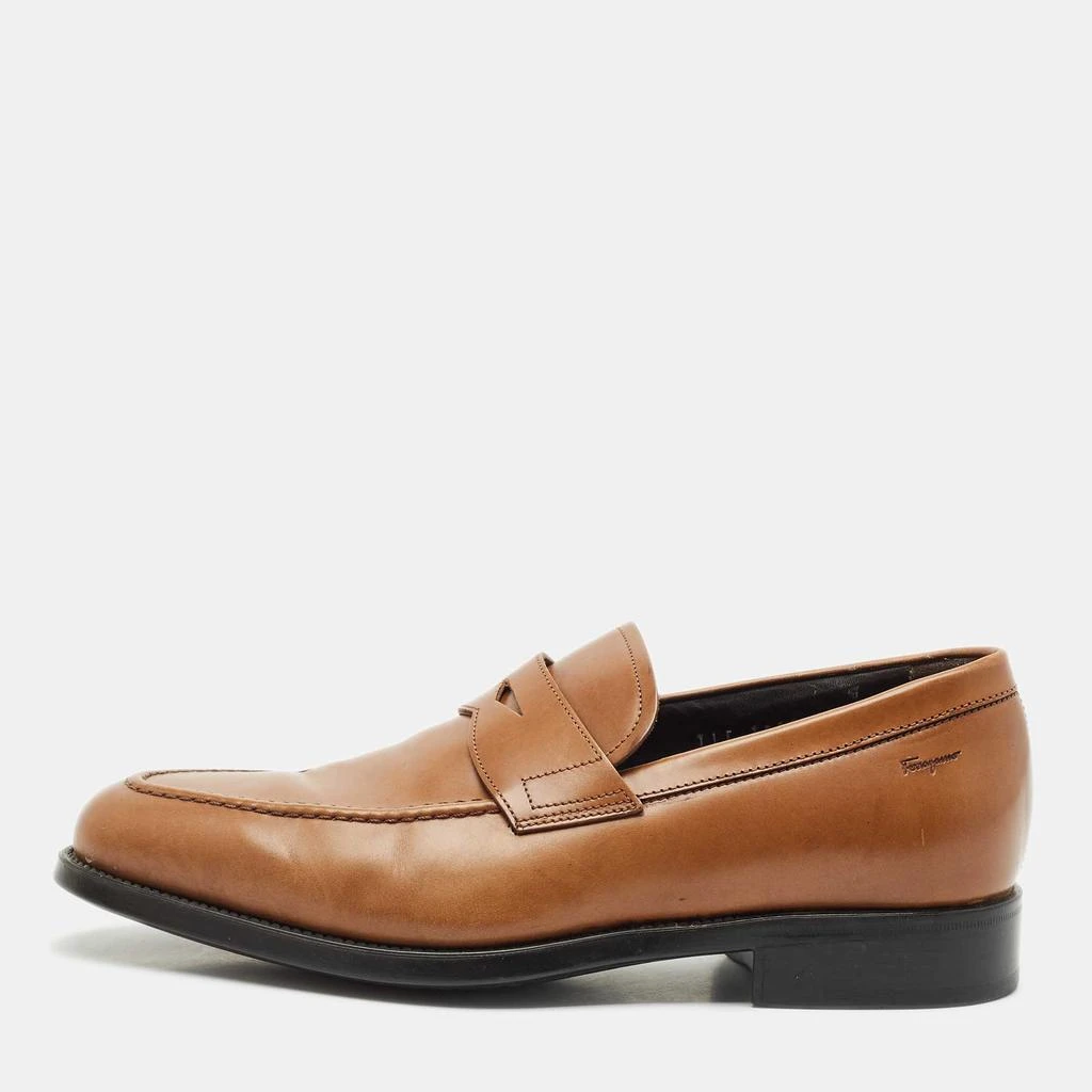 Salvatore Ferragamo Brown Leather Penny Loafers Size 40.5  display picture 1