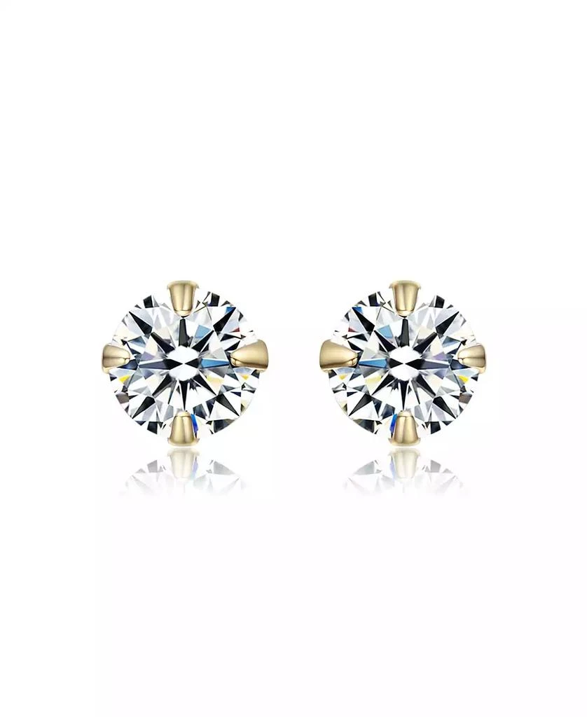 GiGiGirl Kids 14K Gold Plated with 5MM Round Cubic Zirconia Stud Earrings 3