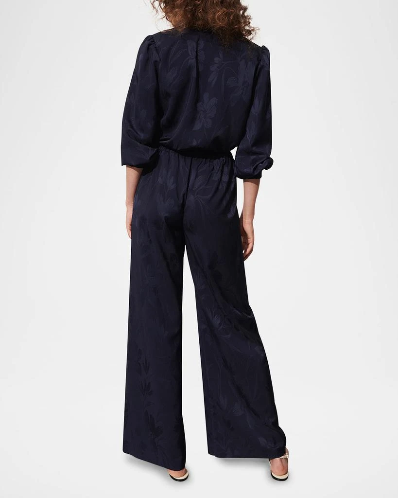 FIGUE Devon Floral Jacquard Straight-Leg Pull-On Pants 2