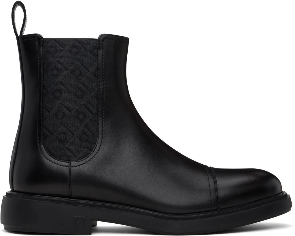 Ferragamo Black Beat Camden Chelsea Boots 1