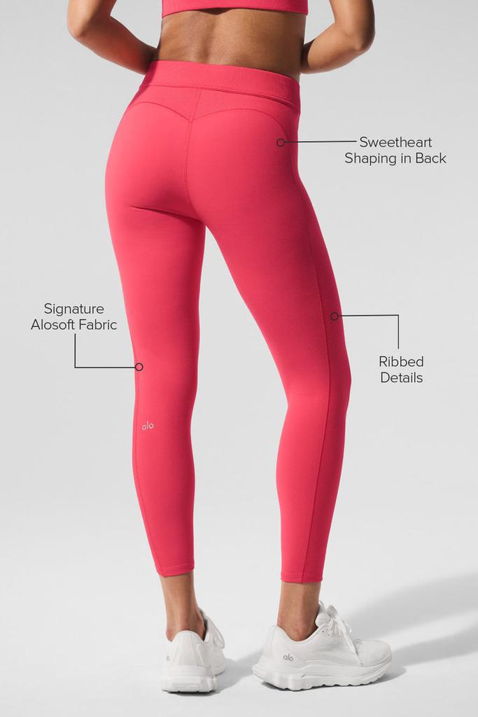 Alo Alosoft High-Waist 7/8 Relay Legging - Candy Red/White