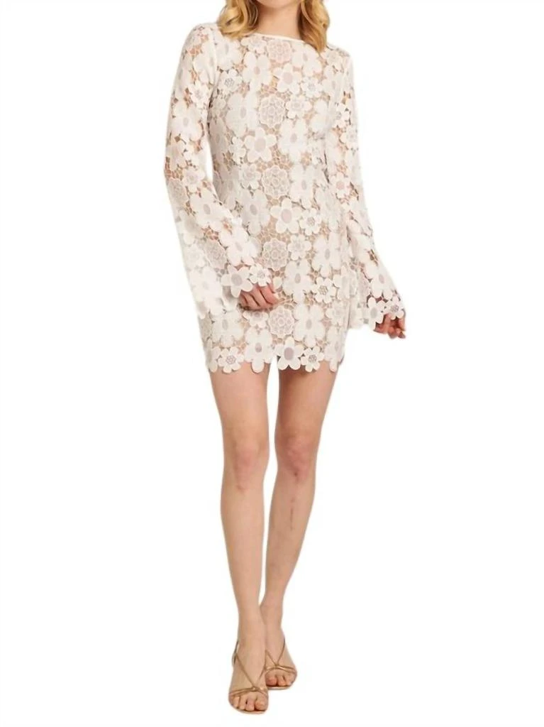 En Creme Floral Lace Bell Sleeve Mini Dress 4