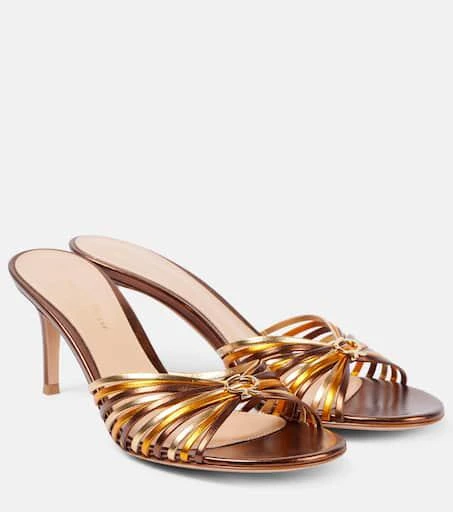Gianvito Rossi Vyna 70 metallic leather mules 1