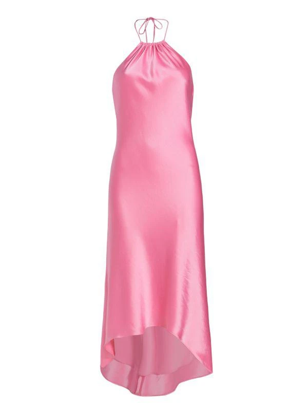 Alice + Olivia Rayni Satin Halter Midi-Dress 6