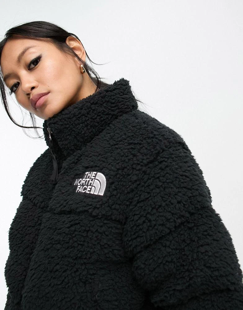 The North Face The North Face Nuptse cropped borg down puffer jacket in black 2