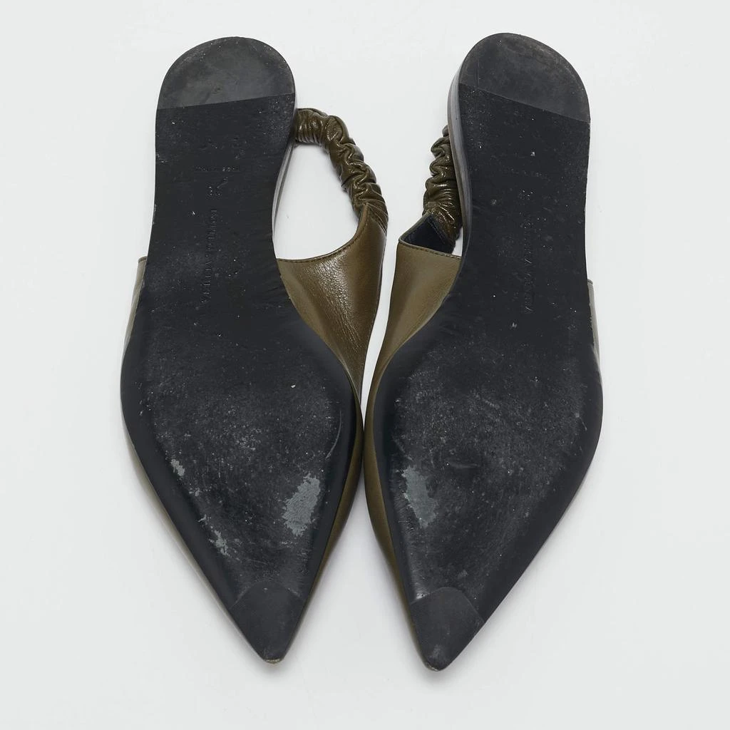 Bottega Veneta Bottega Veneta Olive Green Leather Slingback Pointed Toe Flat Pumps Size 38 6