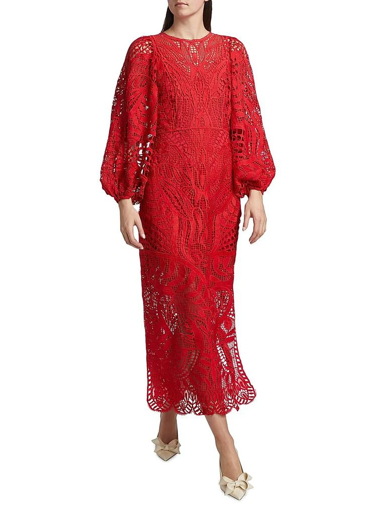 knee length dresses for ladies Black Nature Guipure Midi Dress  FARM Rio