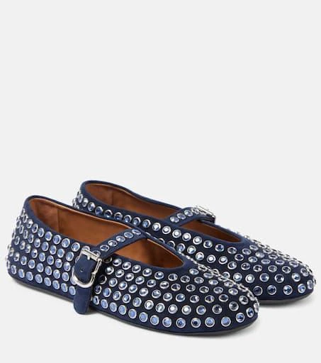 Alaïa Embellished suede ballet flats 1