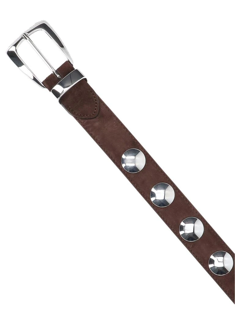 Khaite Brown Suede Belt With Silver Metal Studs 3