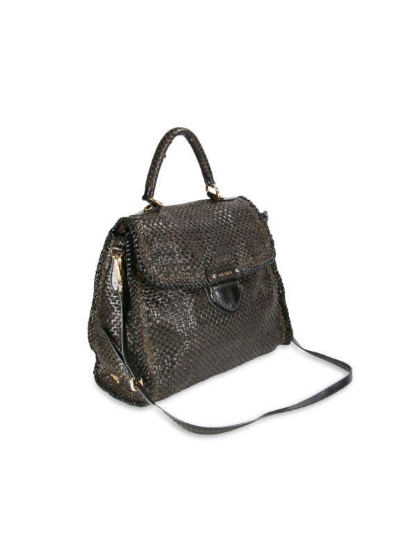 Prada Prada Madras Woven Black/Khaki Goatskin