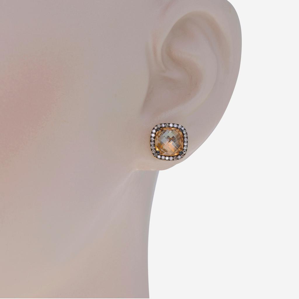 Suzanne Kalan Suzanne Kalan 18K Rose Gold, Champagne Topaz and Diamond Stud Earrings DKE242-RGCHT