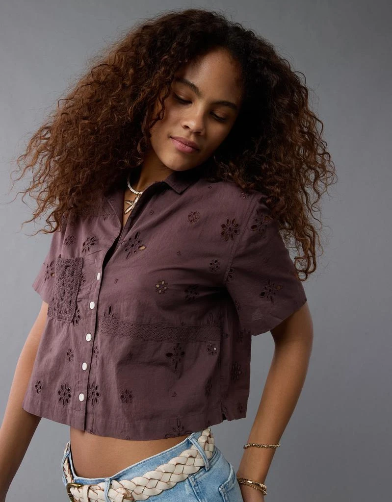 AE AE Short-Sleeve Embroidered Button-Up Shirt 1