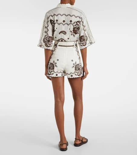 Zimmermann Ascension embroidered linen shorts 3