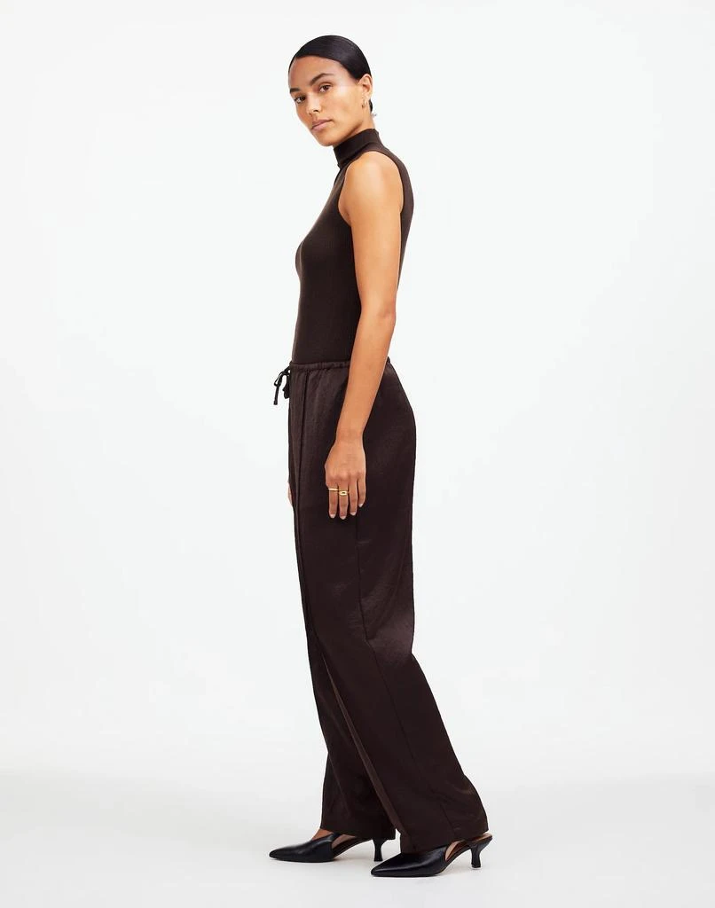 Madewell Petite Pintucked Slim Pull-On Pants in Satin 3