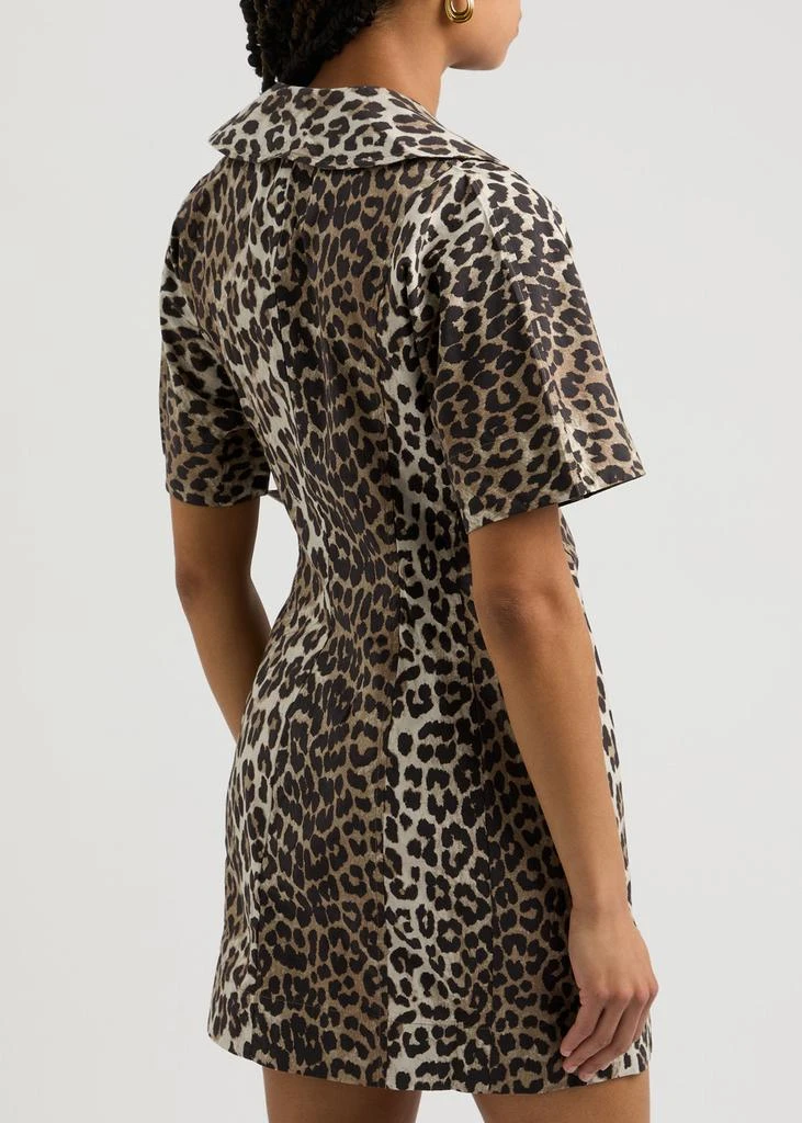 Ganni Leopard-print cotton mini wrap dress  3