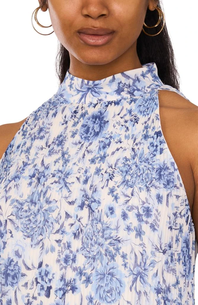Halogen Floral Mock Neck Sleeveless Pleated Trapeze Dress 3