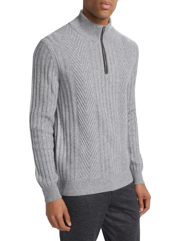 Saks Fifth Avenue COLLECTION Chevron Cable Quarter-Zip Sweater 3