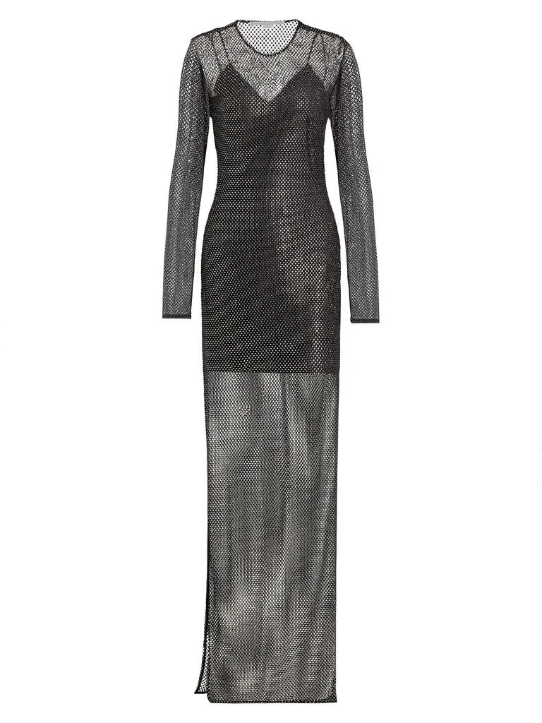 Stella McCartney Sheer Long-Sleeve Hot-Fix Gown 6