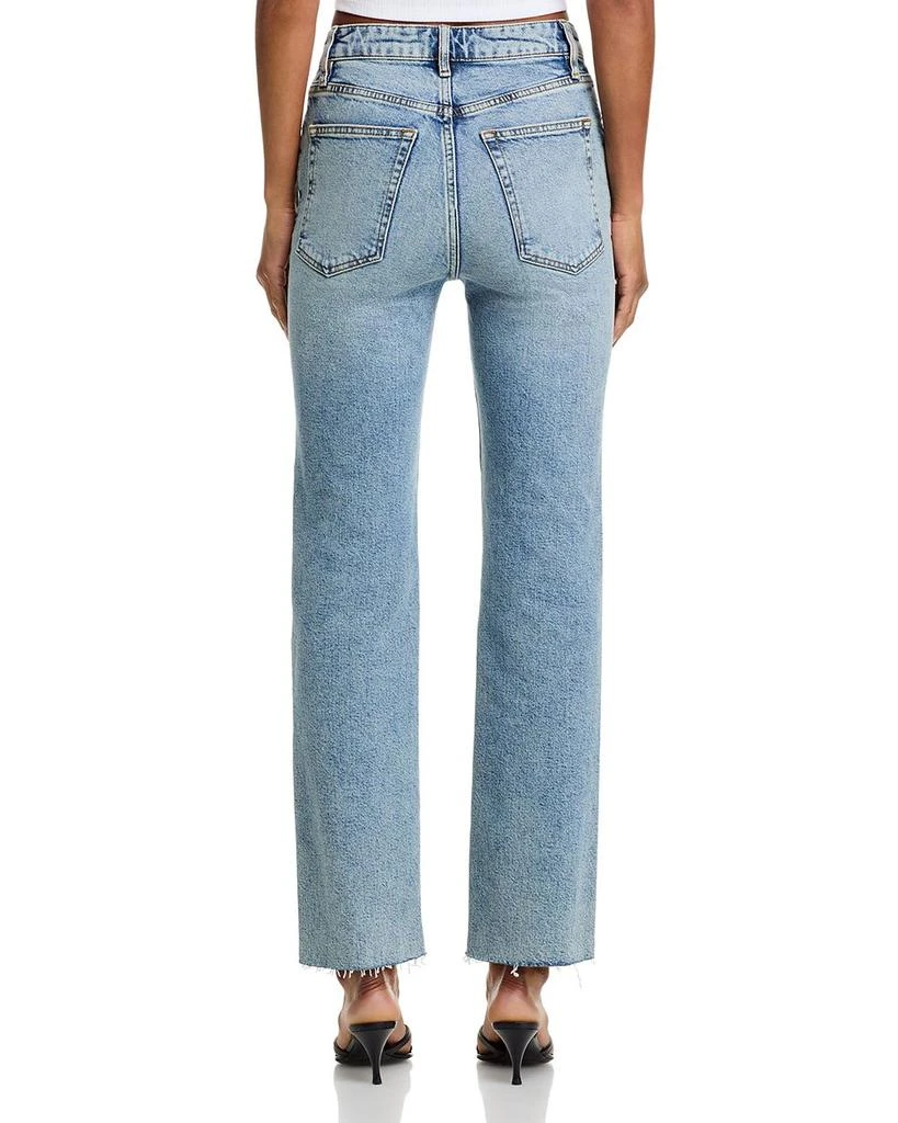 FRAME The Ruler Crop High Rise Straight Jeans in Indigo Vintage Fray 3