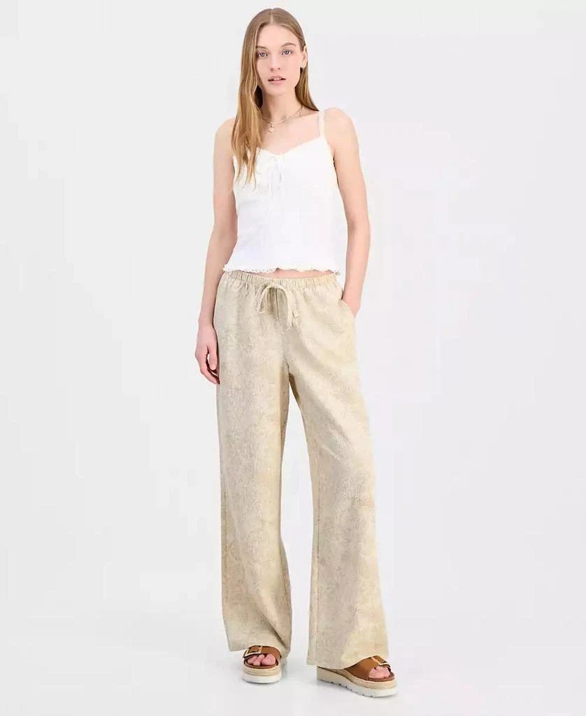 Hippie Rose Juniors' Lightweight Printed Wide-Leg Pants