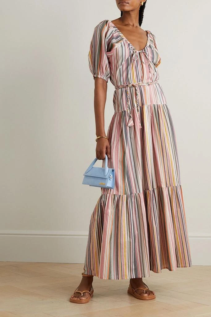 HANNAH Selene belted tiered striped cotton maxi dress 2