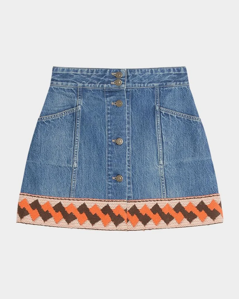Valentino Embroidered Hem Denim Mini Skirt 1
