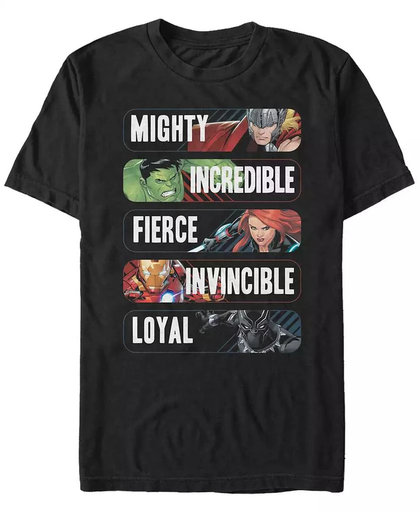Marvel Marvel Men's Avengers Adjectives Mighty Incredible Fierce Invincible Loyal, Short Sleeve T-Shirt 1