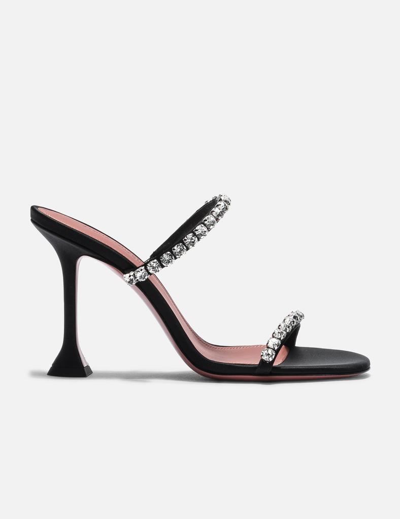 サンダル・ミュール AMINA MUADDI Silver Leather Cameron Thong Mules AMINA MUADDI Cameron crystal-embellished chainmail and