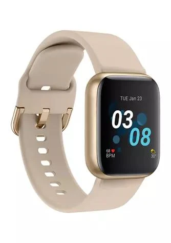 iTouch Air 3 Touchscreen Smartwatch Fitness Tracker For Men And Women Gold Case With Beige Strap 40 Millimeter 1