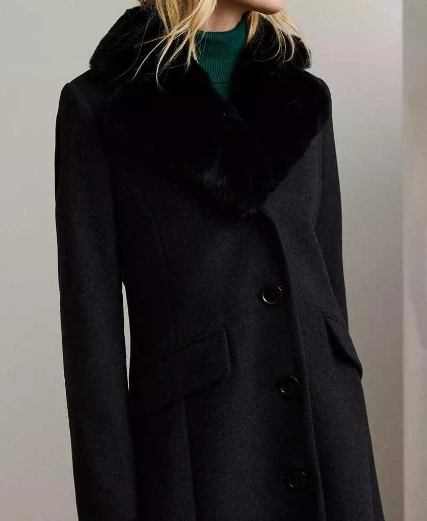 Ralph Lauren Women's Single-Breasted Faux-Fur-Collar Coat 3