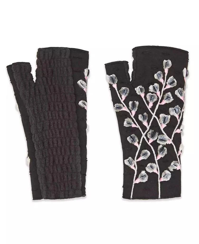 Feelgoodz Women s Artisan Crafted Fleece Lined Color Block Fingerless Gloves 3